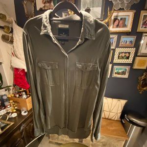 American Eagle- NWT Army Green Boyfriend Button Up